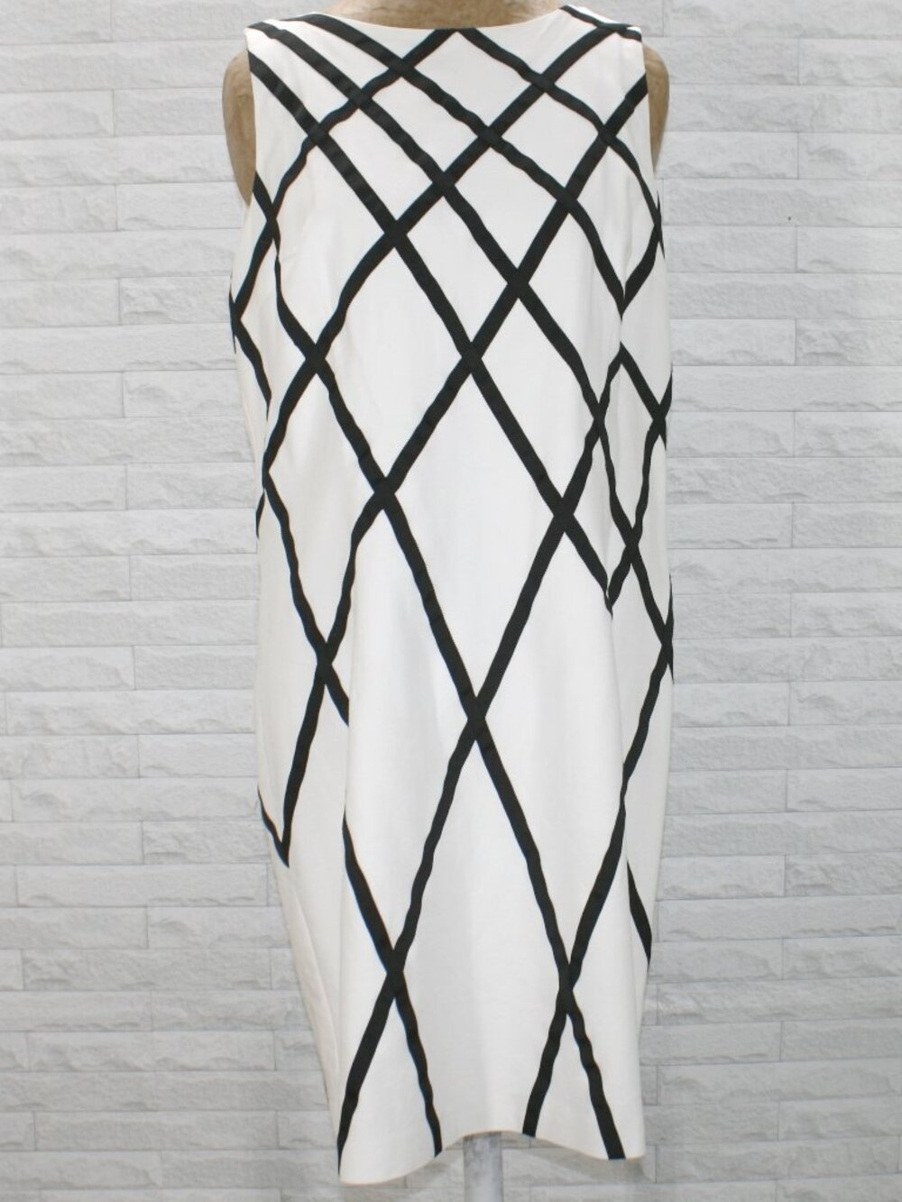 PETER NYGARD Dress Midi Sleeveless Striped Classic Black White Plus Size 14